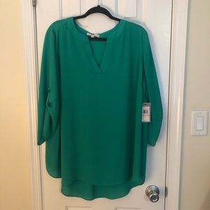 Green Chiffon Half Sleeve Top
